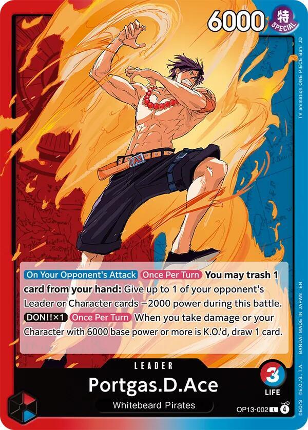 Portgas.D.Ace (OP13-002) (V.1) - Carrying on his Will (Leader) [OP13-002]