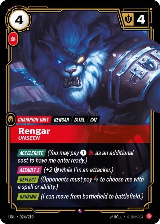 Rengar, Unseen (V.1 - Rare) - Unleashed (Rare) [UNL-024 ]