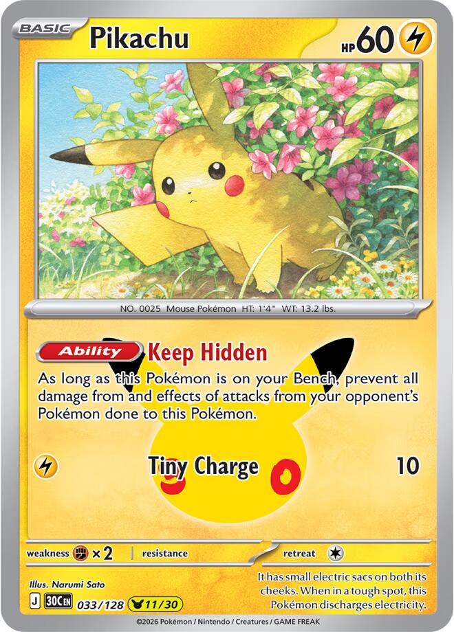 Pikachu - 30th Celebration (Pikachu Rare) [30C-033]