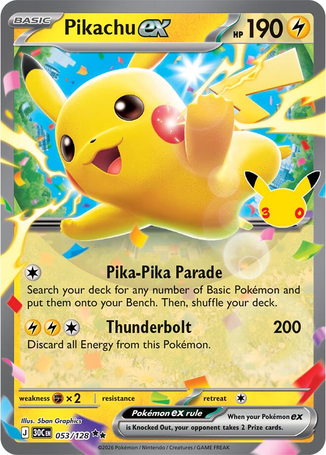 Pikachu ex - 30th Celebration (Double Rare) [30C-053]