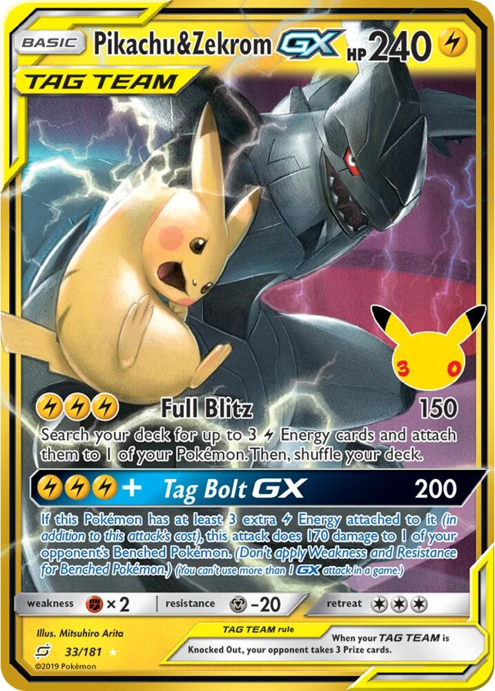 Pikachu & Zekrom GX - 30th Celebration (Ultra Rare) [30C-TEU 33]